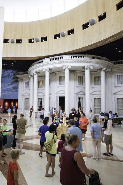 People visiting the Abraham Lincoln Presidential Library and Museum 